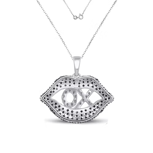 Monochrome Affection: XO Lips Pendant with Diamonds