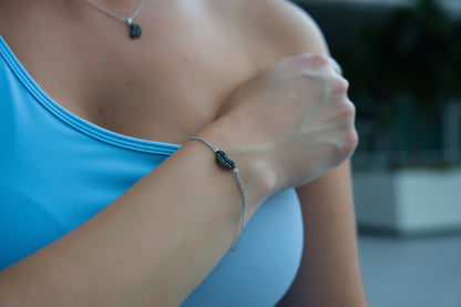 Midnight Kiss: Black Diamond Lips Bracelet - (Reverse Setting)