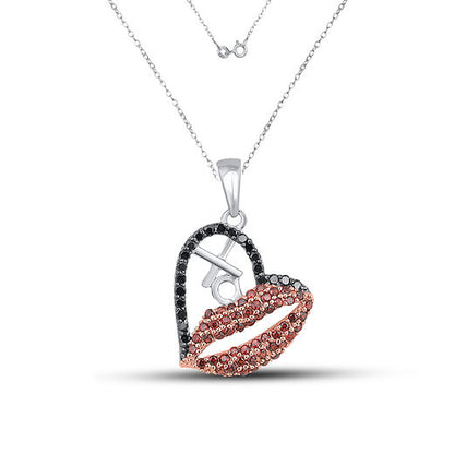 Lips & XO Sparkle Black Diamond Heart Pendant