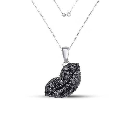 Midnight Kiss: Black Diamond Lips Pendant