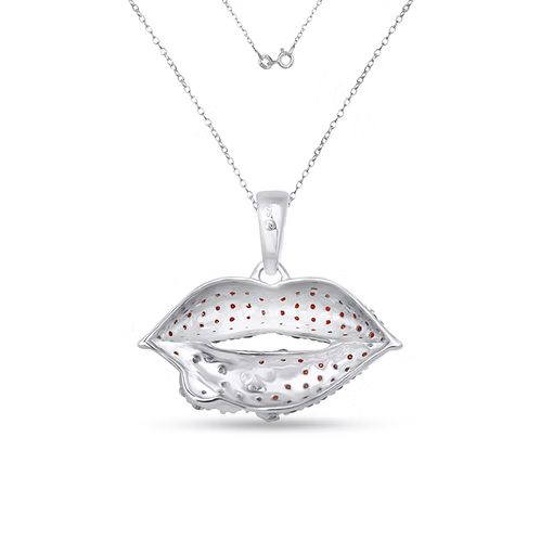 Fiery Affection: XO Lips Pendant with Diamonds