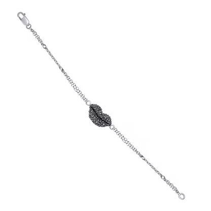 Midnight Kiss: Black Diamond Lips Bracelet - (Reverse Setting)