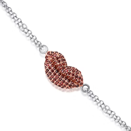 Cherry Kiss: Red Garnet Lips Bracelet