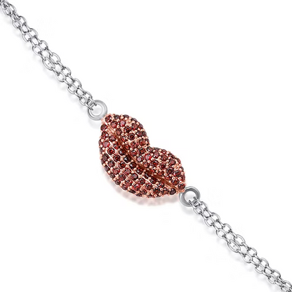 Cherry Kiss: Red Garnet Lips Bracelet