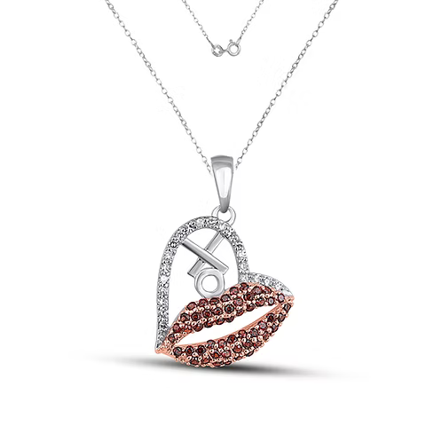 Lips & XO Sparkle Diamond Heart Pendant