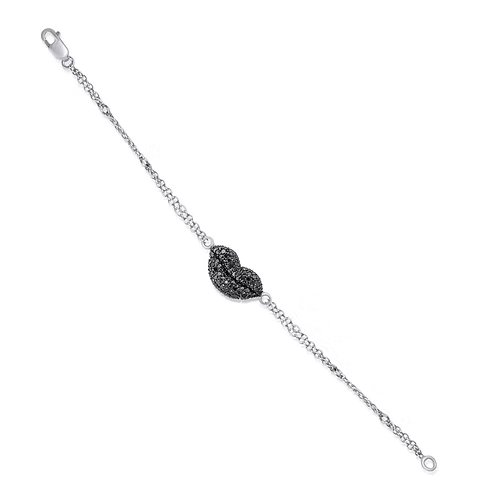 Midnight Kiss: Black Diamond Lips Bracelet