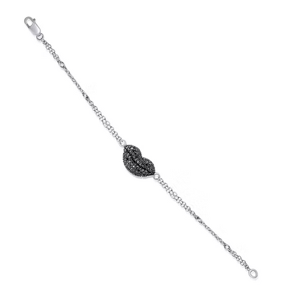 Midnight Kiss: Black Diamond Lips Bracelet