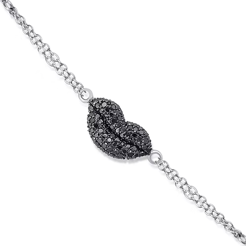 Midnight Kiss: Black Diamond Lips Bracelet