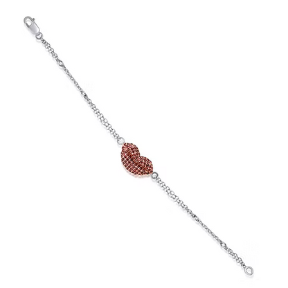 Cherry Kiss: Red Garnet Lips Bracelet
