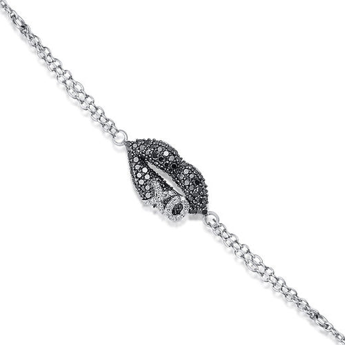 Monochrome Affection: XO Lips Bracelet with Diamonds