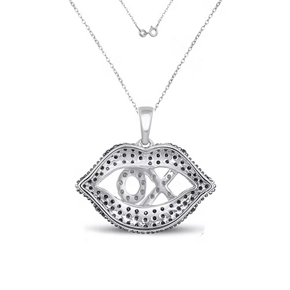 Monochrome Affection: XO Lips Pendant with Diamonds