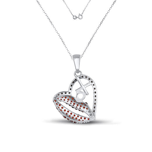 Lips & XO Sparkle Black Diamond Heart Pendant
