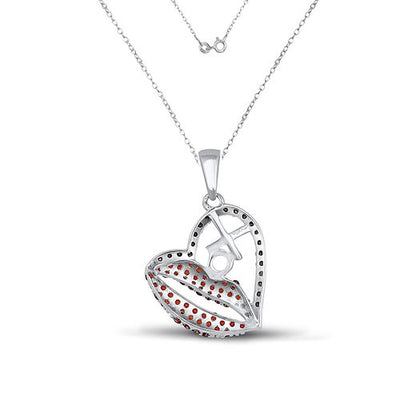 Lips & XO Sparkle Black Diamond Heart Pendant