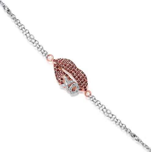 Fiery Affection: XO Lips Bracelet with Diamonds