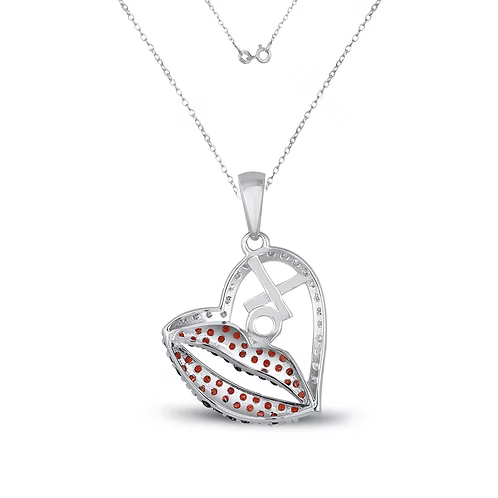 Lips & XO Sparkle Diamond Heart Pendant