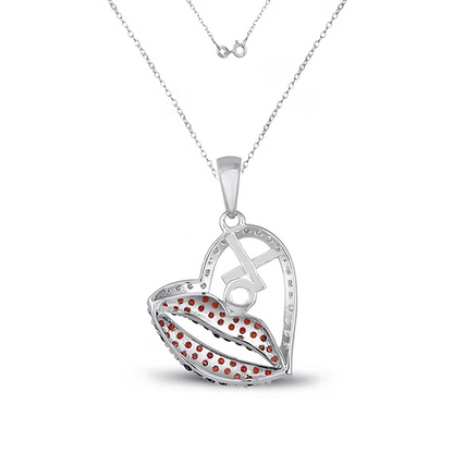 Lips & XO Sparkle Diamond Heart Pendant