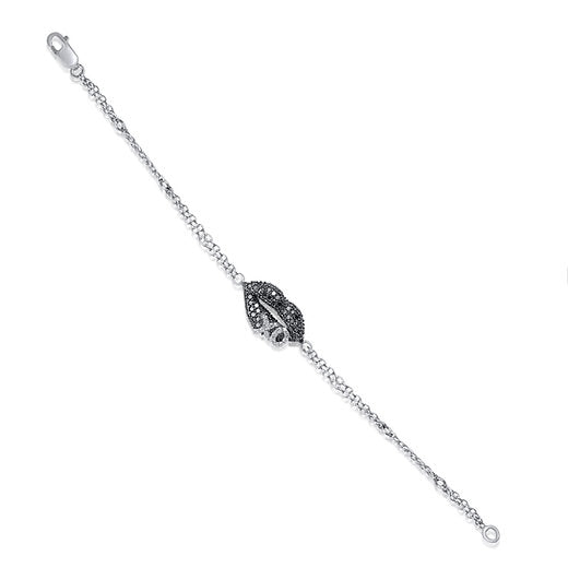 Monochrome Affection: XO Lips Bracelet with Diamonds