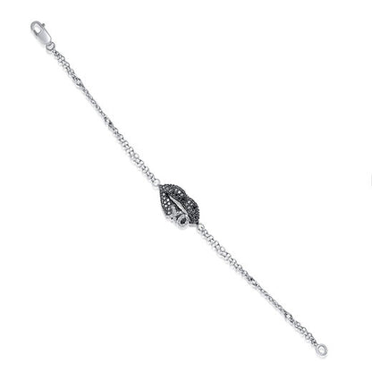 Monochrome Affection: XO Lips Bracelet with Diamonds